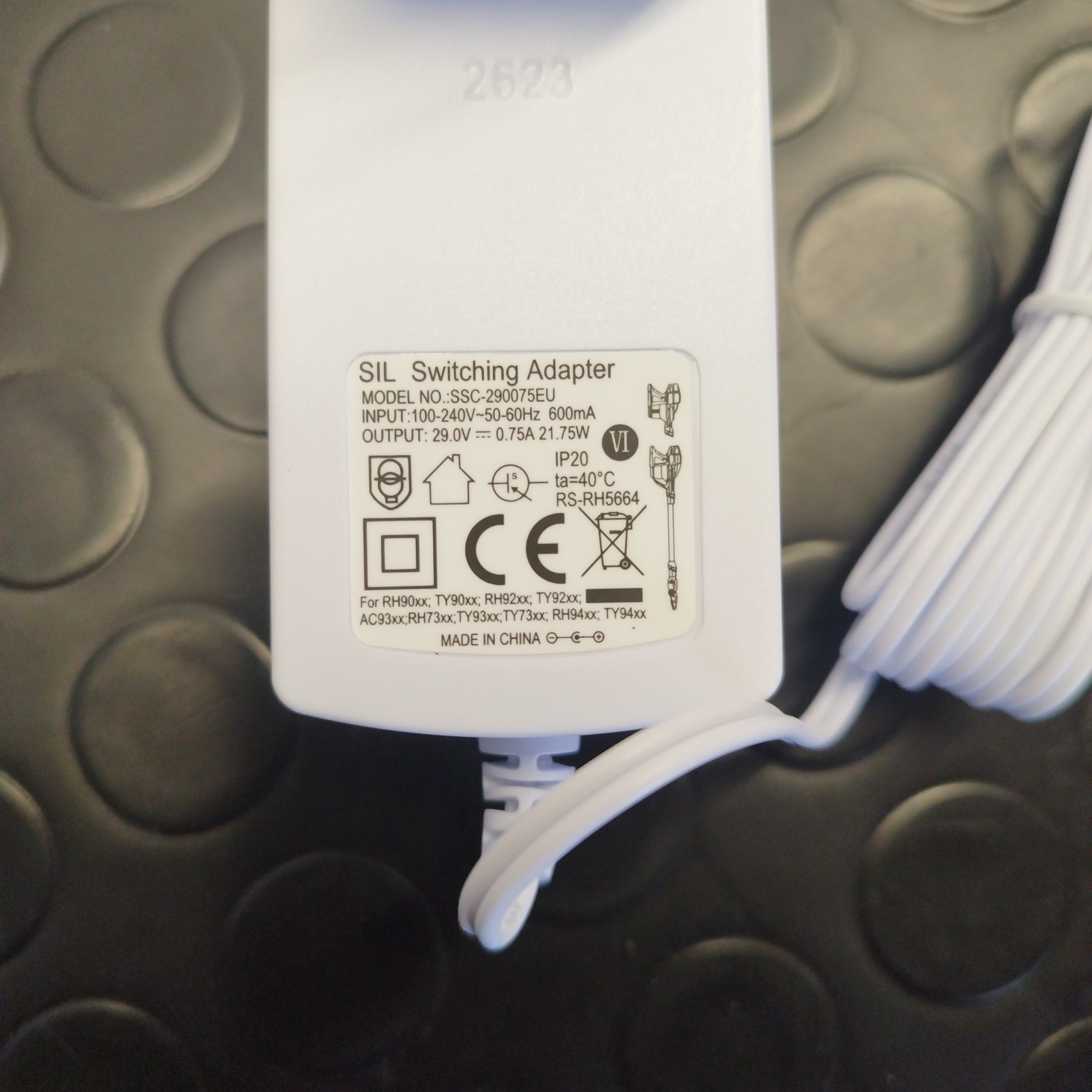 Air Force 360 Rowenta Electric Broom Fuente de alimentación de la escoba