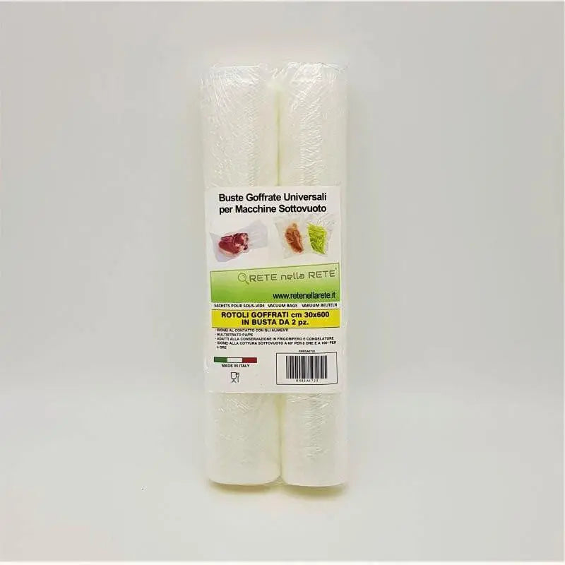 Busta con 2 rotoli 30x600 cm goffrati 3 strati per sottovuoto Rnr RETE NELLA RETE